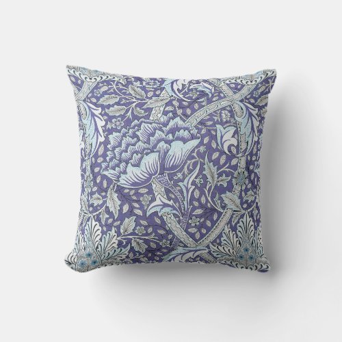 William Morris Windrush blue floral flowers Throw Pillow