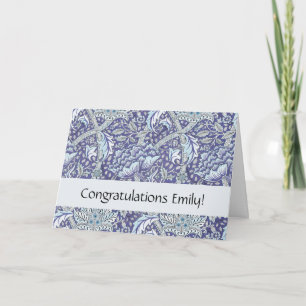 William Morris Windrush Blue Pattern Floral Card