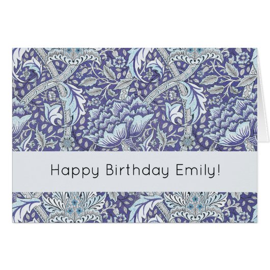 William Morris Windrush Blue Pattern Floral Cards (Front Horizontal)