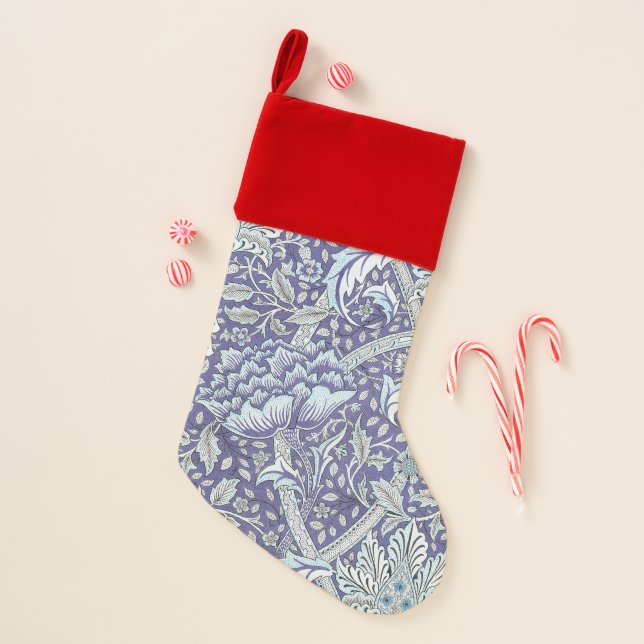 William Morris Windrush Blue Pattern Floral Christmas Stocking (Front)