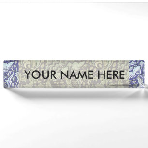 William Morris Windrush Blue Pattern Floral Desk Name Plate