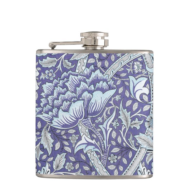 William Morris Windrush Blue Pattern Floral Flask (Front)