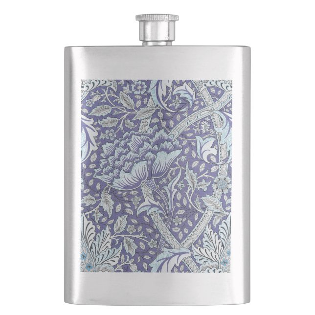William Morris Windrush Blue Pattern Floral Flask (Front)