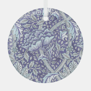 William Morris Windrush Blue Pattern Floral Glass Ornament