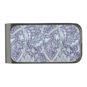 William Morris Windrush Blue Pattern Floral Gunmetal Finish Money Clip