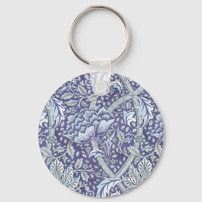 William Morris Windrush Blue Pattern Floral Keychain (Front)