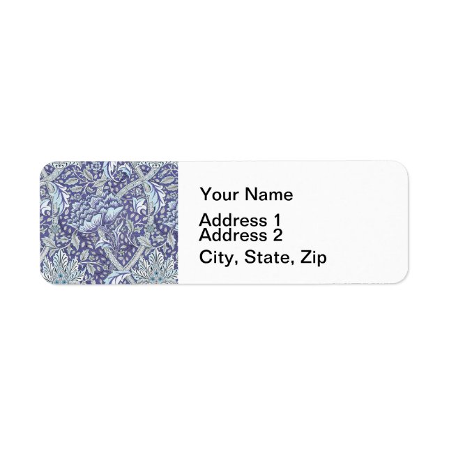 William Morris Windrush Blue Pattern Floral Label (Front)