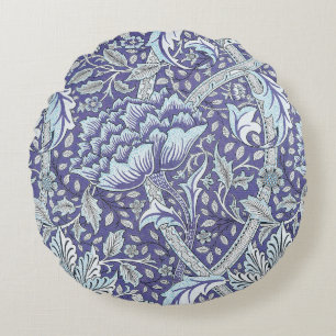 William Morris Windrush Blue Pattern Floral Round Pillow