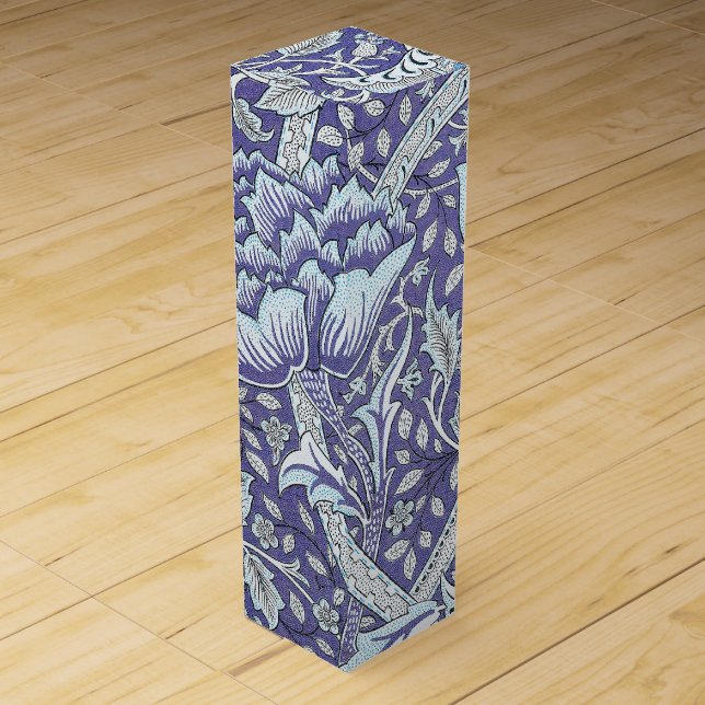 William Morris Windrush Blue Pattern Floral Wine Box (Front)