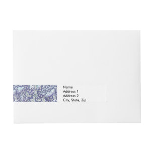 William Morris Windrush Blue Pattern Floral Wrap Around Address Label