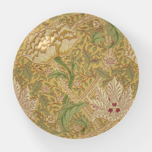 William Morris - Windrush - Elegant Gold Floral  Paperweight (Front)