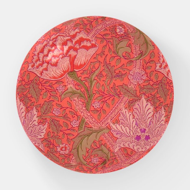 William Morris, Windrush Elegant Red & Pink Floral Paperweight (Front)