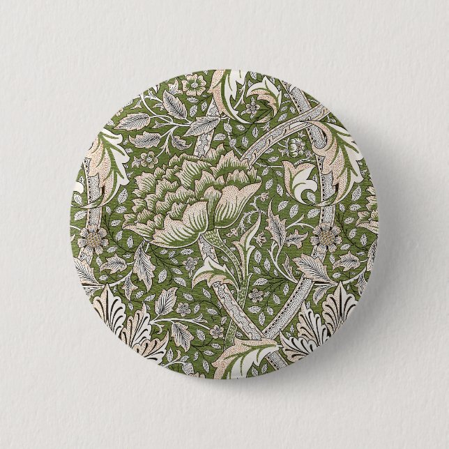 William Morris Windrush floral flowers classic Button (Front)