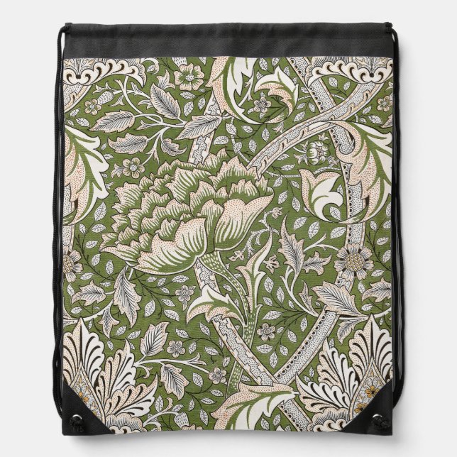 William Morris Windrush floral flowers classic Drawstring Bag (Front)