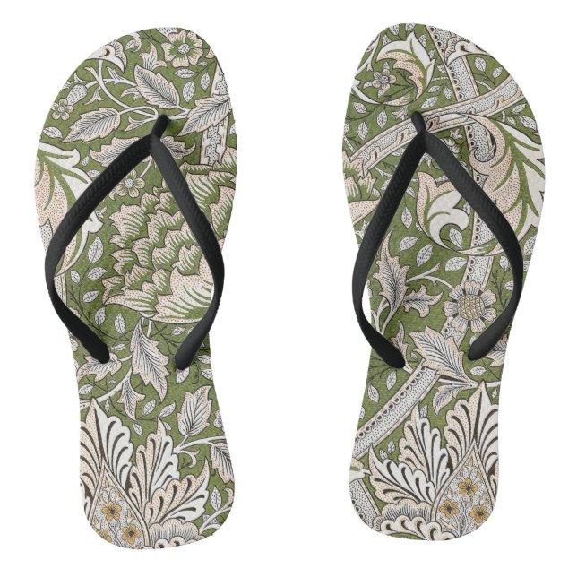 William Morris Windrush floral flowers classic Flip Flops (Footbed)