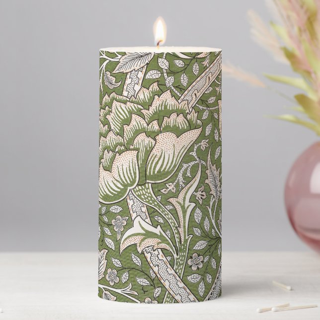 William Morris Windrush floral flowers classic Pillar Candle (In Situ)