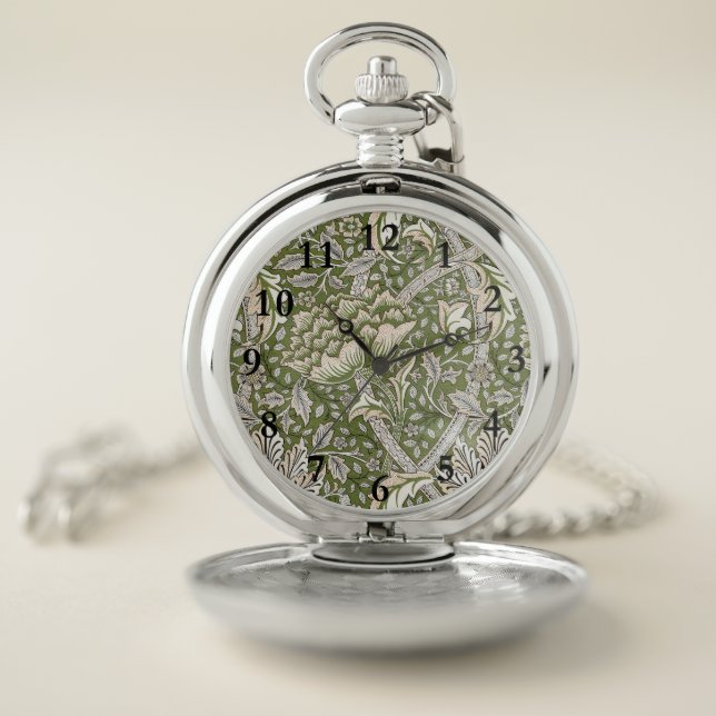 William Morris Windrush floral flowers classic Pocket Watch (Inside)