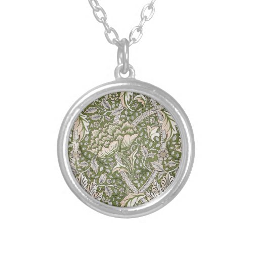 william morris windrush floral flowers classic silver plated necklace