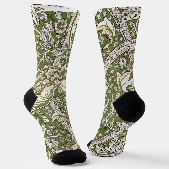 William Morris Windrush floral flowers classic Socks (Angled)
