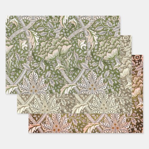 william morris windrush floral flowers classic wrapping paper sheets