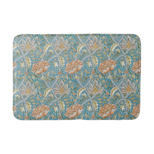 William Morris Windrush Floral Pattern Blue Bath Mat