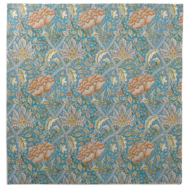 William Morris Windrush Floral Pattern Blue Cloth Napkin (Front)