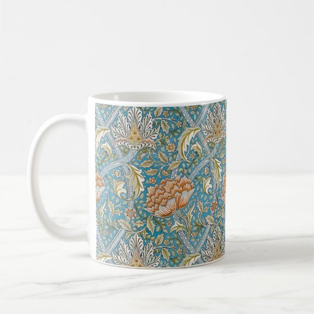 William Morris Windrush Floral Pattern Blue Coffee Mug (Left)