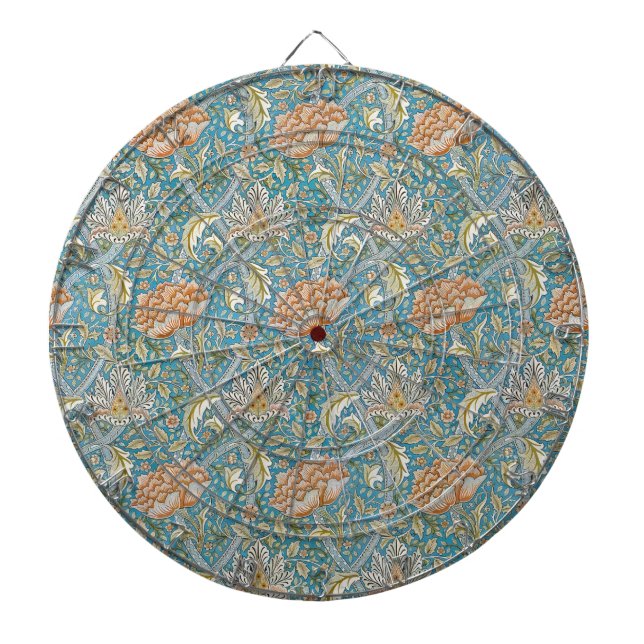 William Morris Windrush Floral Pattern Blue Dart Board (Front)