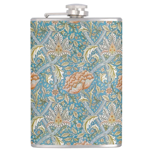 William Morris Windrush Floral Pattern Blue Flask (Front)
