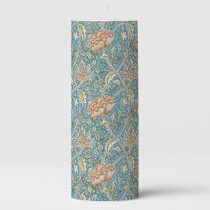 William Morris Windrush Floral Pattern Blue Pillar Candle