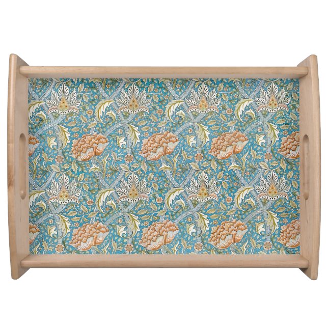 William Morris Windrush Floral Pattern Blue Serving Tray (Front)