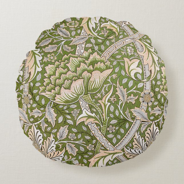 William Morris Windrush Floral Pattern Classic Round Pillow (Front)