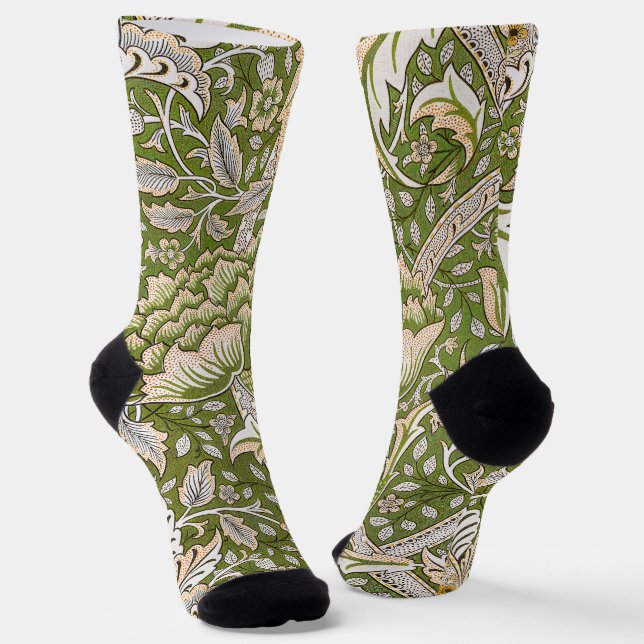 William Morris Windrush Floral Pattern Classic Socks (Angled)