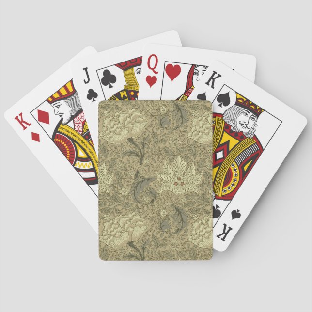 William Morris Windrush Floral Pattern: Vintage Poker Cards (Back)