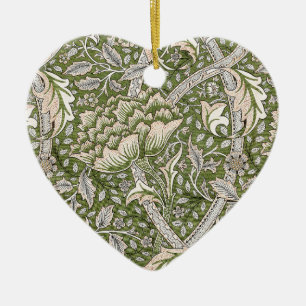 : William Morris Windrush Green Pattern: Vintage Ceramic Ornament