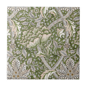 : William Morris Windrush Green Pattern: Vintage Ceramic Tile