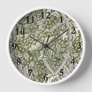 : William Morris Windrush Green Pattern: Vintage Clock