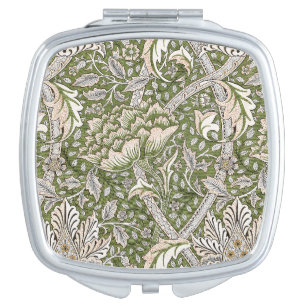 : William Morris Windrush Green Pattern: Vintage Compact Mirror