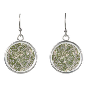 : William Morris Windrush Green Pattern: Vintage Earrings