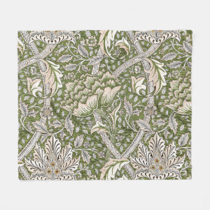 : William Morris Windrush Green Pattern: Vintage Fleece Blanket