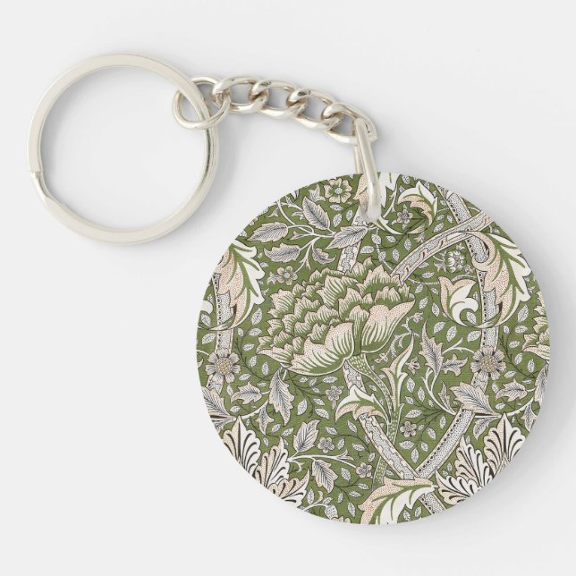 : William Morris Windrush Green Pattern: Vintage Keychain (Front)