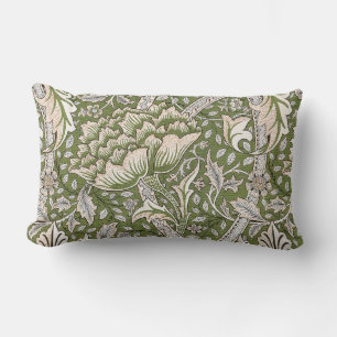 : William Morris Windrush Green Pattern: Vintage Lumbar Pillow