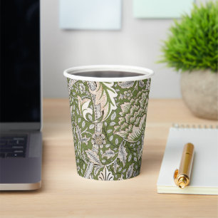: William Morris Windrush Green Pattern: Vintage Paper Cups