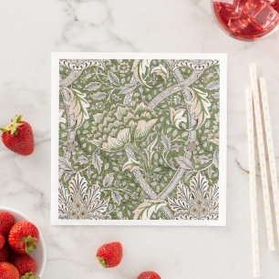 : William Morris Windrush Green Pattern: Vintage Paper Dinner Napkins