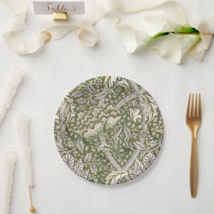 : William Morris Windrush Green Pattern: Vintage Paper Plates