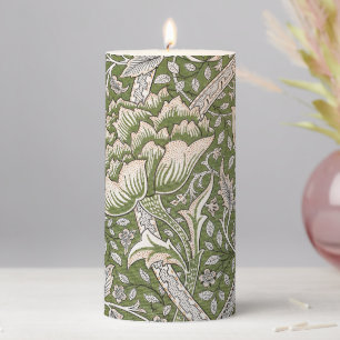 : William Morris Windrush Green Pattern: Vintage Pillar Candle