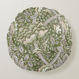 : William Morris Windrush Green Pattern: Vintage Round Pillow