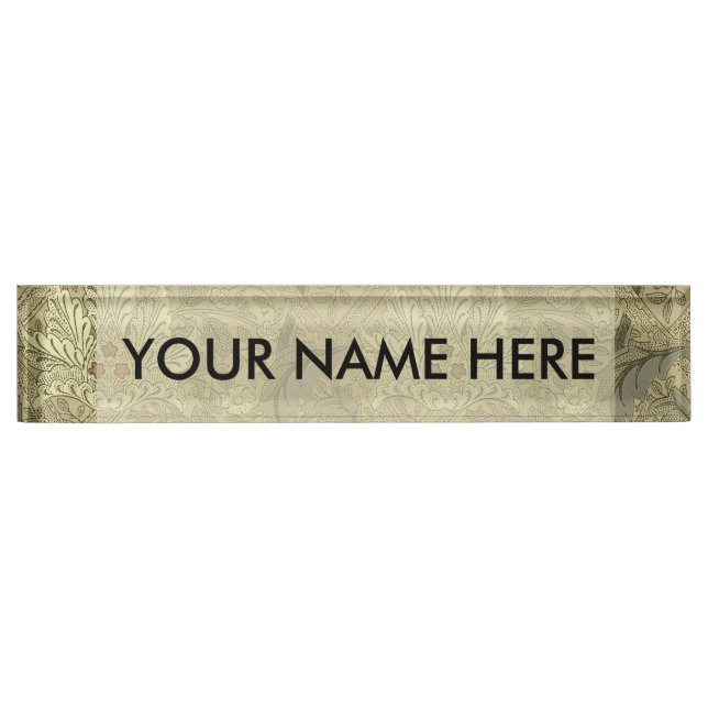 William Morris Windrush Wallpaper Pattern Desk Name Plate (Front)