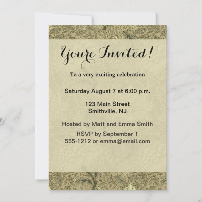 William Morris Windrush Wallpaper Pattern Invitation (Front)