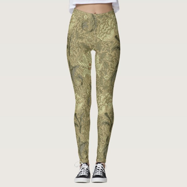 William Morris Windrush Wallpaper Pattern Leggings (Front)